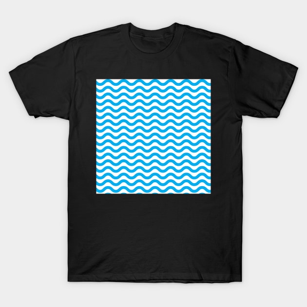 Light Blue Wavy Lines Repeat Pattern T-Shirt by 2CreativeNomads